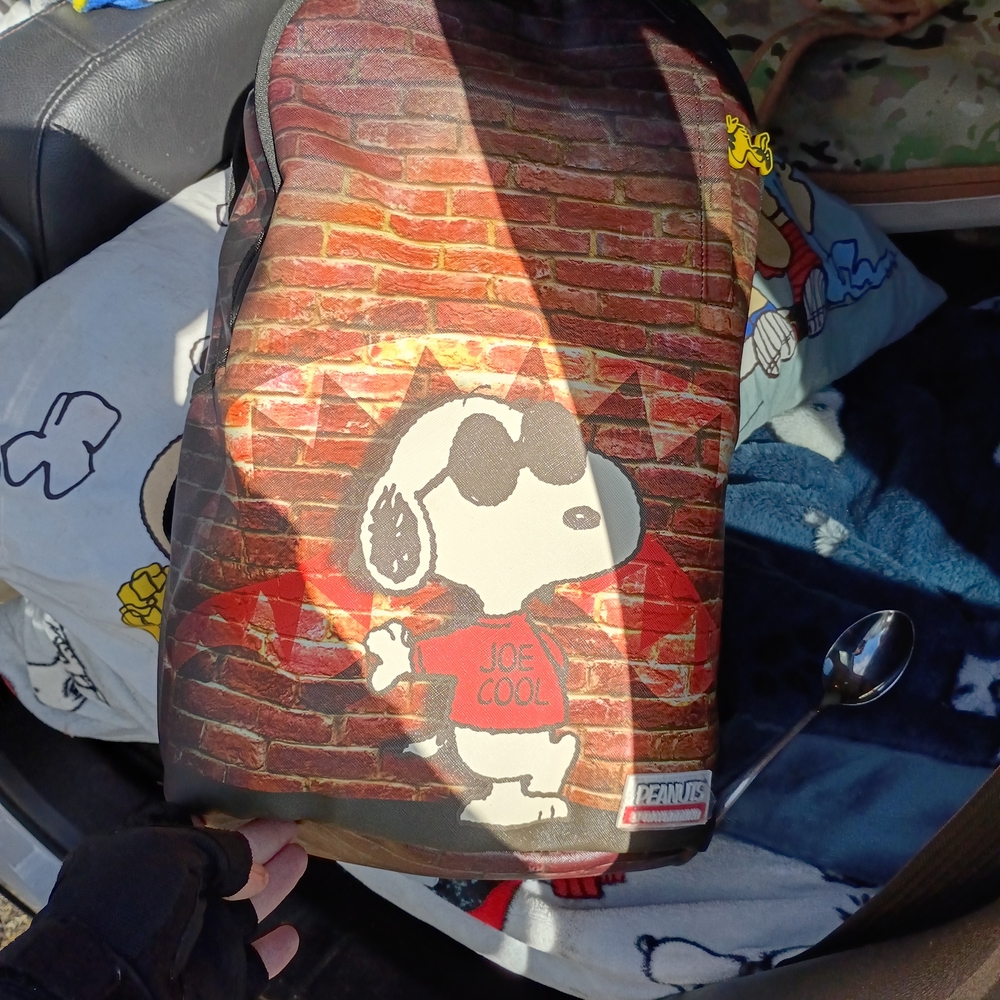 Snoopy "Joe Cool" Brick Print Backpack - Red/Brown Sprayground